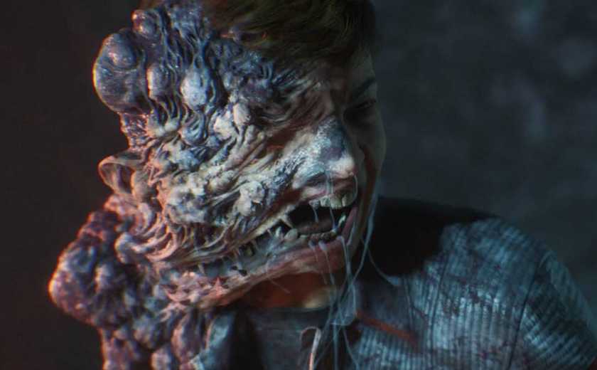 A character from Directive 8020 with bulbous alien flesh growing from the side of their face.